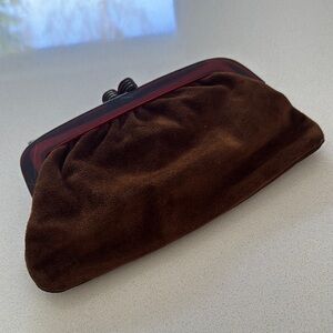 Vintage Brown Suede Clutch